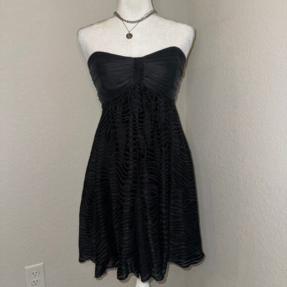 Y2K 2007 Express Silk Little Black Dress Strapless Women's Size 8 Coquette - Picture 1 of 10